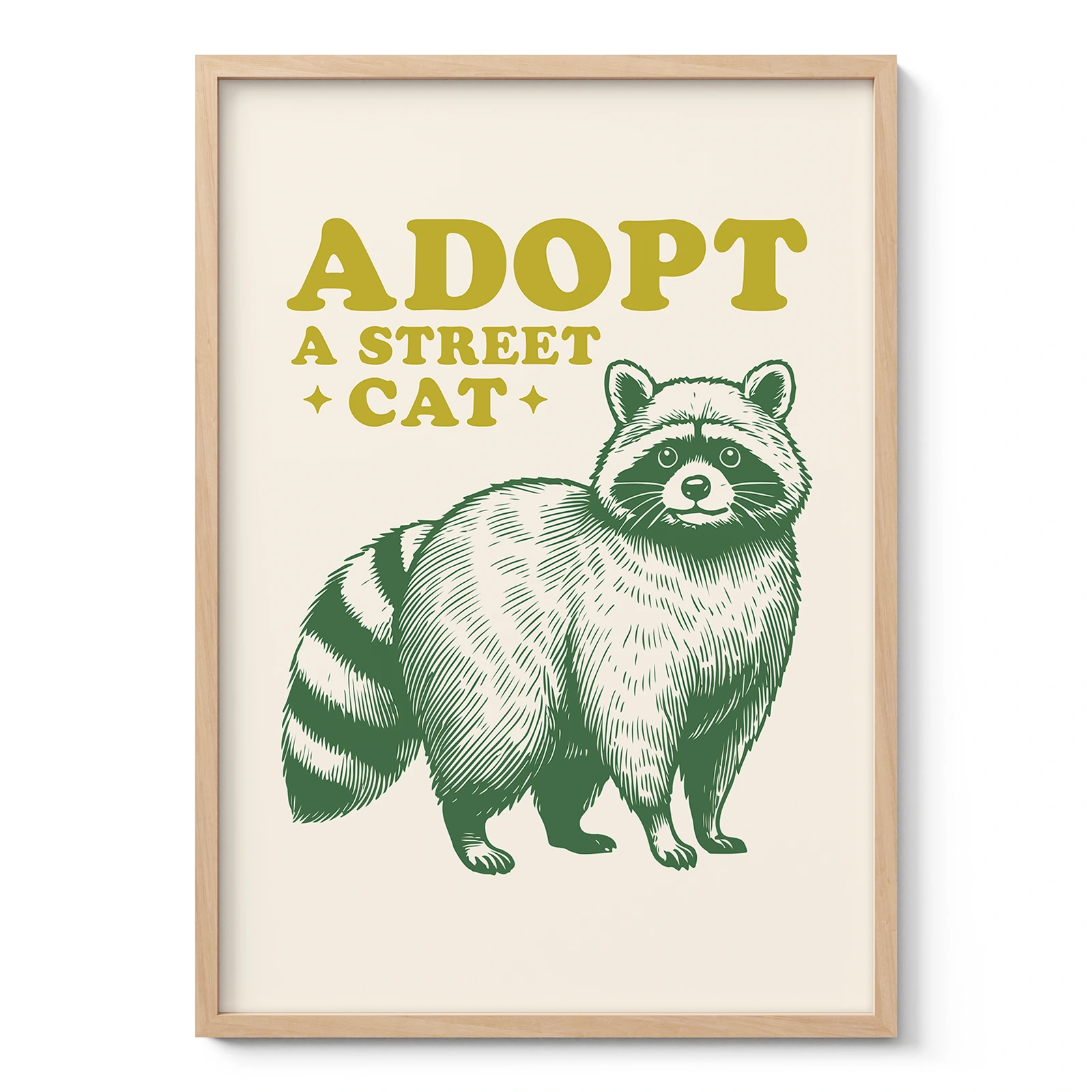 Funny Raccoon Wall Art – Adopt a Street Cat
