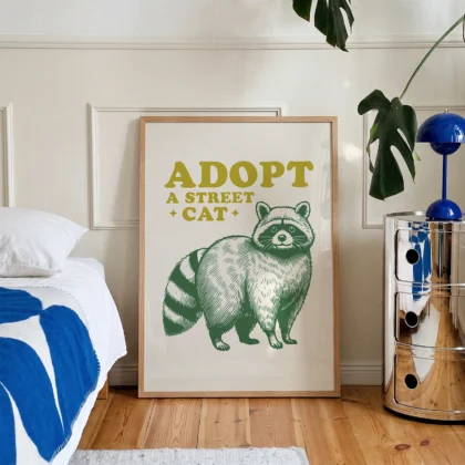 Funny Raccoon Wall Art – Adopt a Street Cat