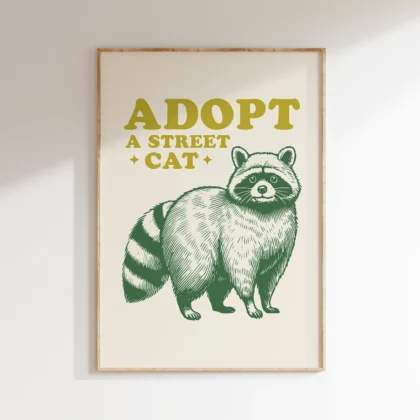 Funny Raccoon Wall Art – Adopt a Street Cat
