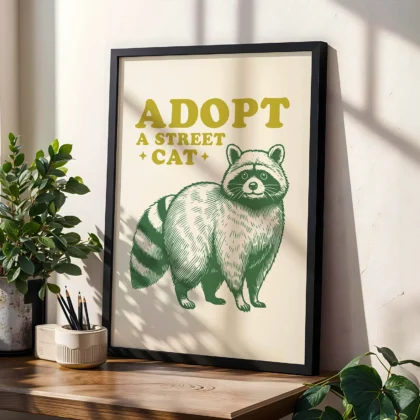 Funny Raccoon Wall Art – Adopt a Street Cat