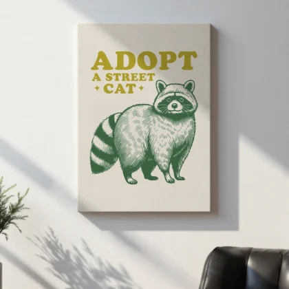 Funny Raccoon Wall Art – Adopt a Street Cat