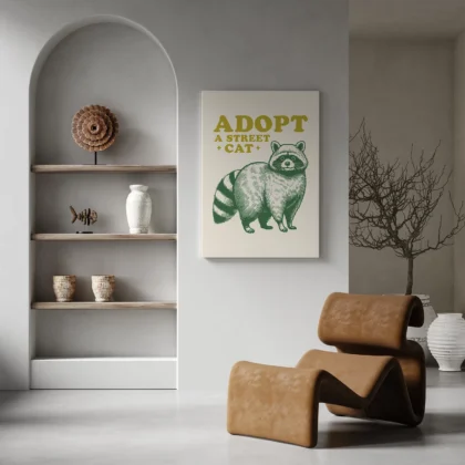 Funny Raccoon Wall Art – Adopt a Street Cat