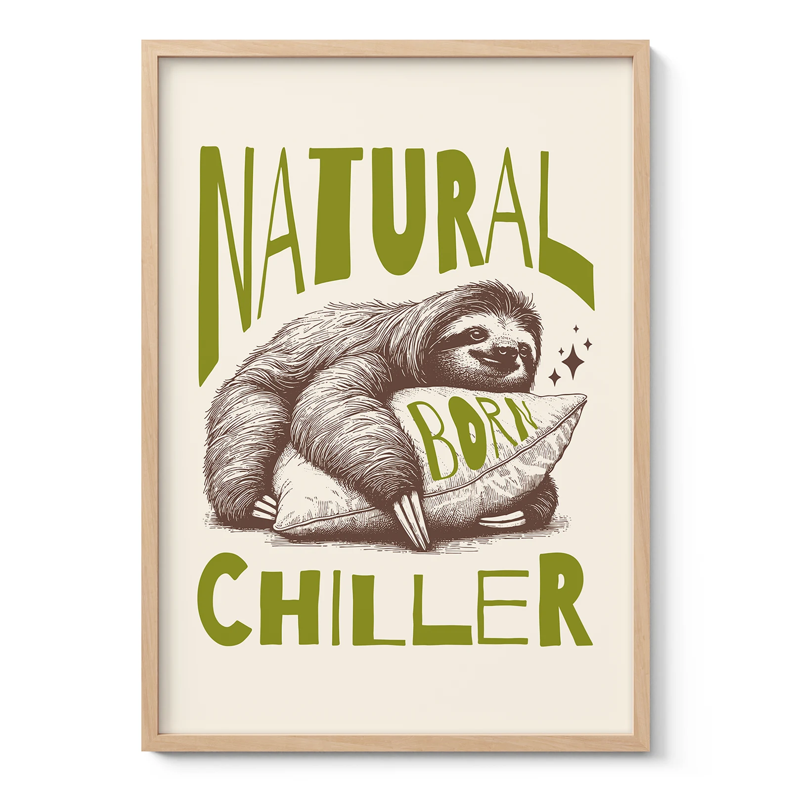 Funny Sloth Wall Art – Natural Born Chiller