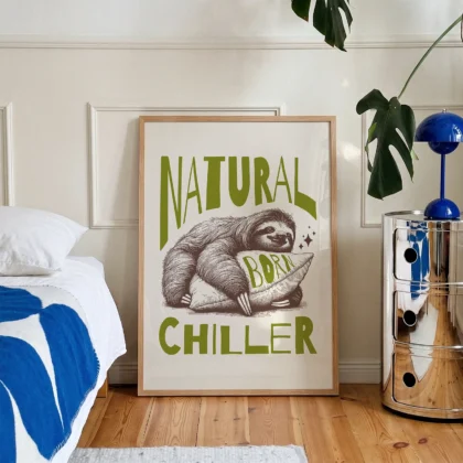 Funny Sloth Wall Art – Natural Born Chiller
