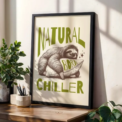 Funny Sloth Wall Art – Natural Born Chiller