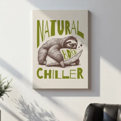 Funny Sloth Wall Art – Natural Born Chiller
