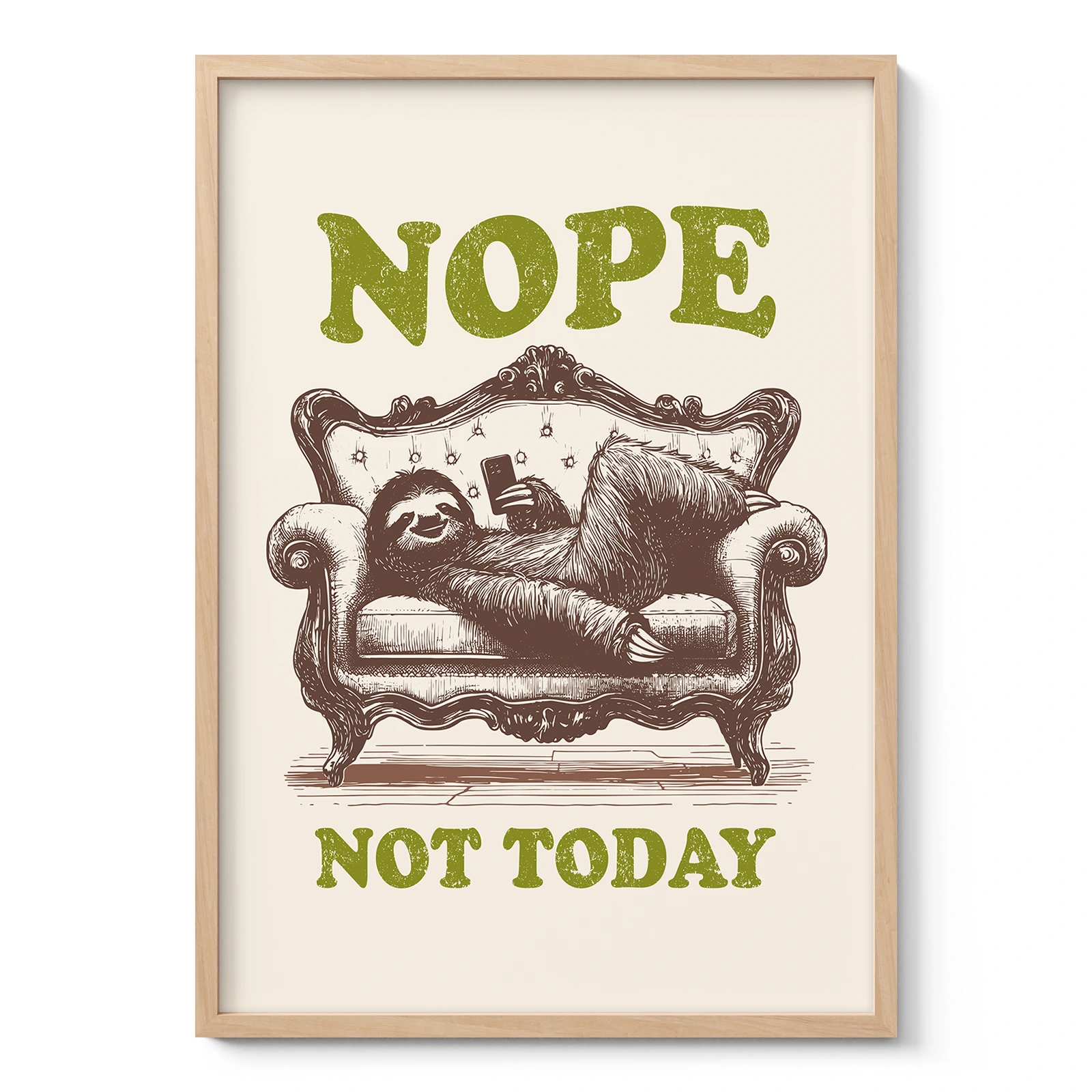 Funny Sloth Wall Art – Nope, Not Today