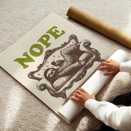 Funny Sloth Wall Art – Nope, Not Today