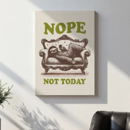 Funny Sloth Wall Art – Nope, Not Today