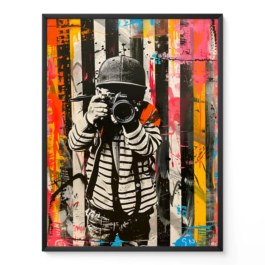 Graffiti Wandbild – fotografierendes Kind
