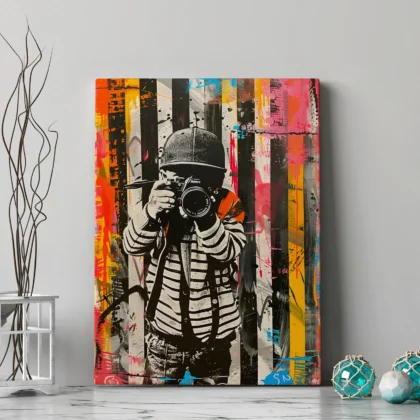 Banksy Style Wall Art – Graffiti Kid Photographer Poster