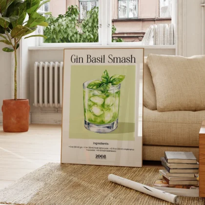 Wandbild – Gin Basil Smash Cocktail Rezept