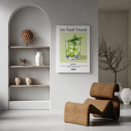 Wandbild – Gin Basil Smash Cocktail Rezept