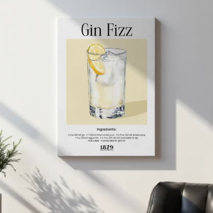 Wandbild – Gin Fizz Cocktail Rezept