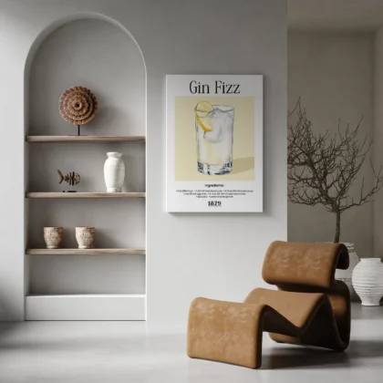 Wandbild – Gin Fizz Cocktail Rezept