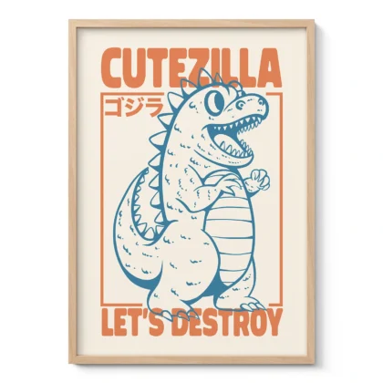 Wandbild mit Godzilla – Süß, aber zerstört alles
