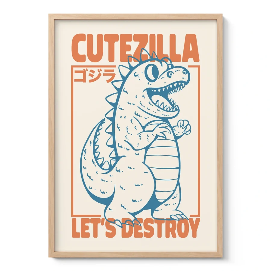 Godzilla Poster – Retro Japanese Wall Art