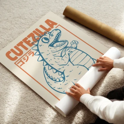 Wandbild mit Godzilla – Süß, aber zerstört alles
