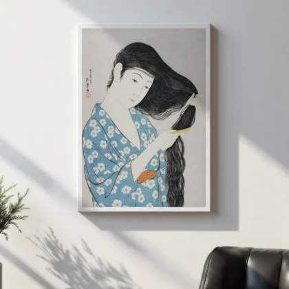 Goyo Hashiguchi Wall Art – Woman Combing Her Hair