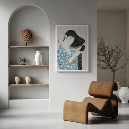 Goyo Hashiguchi Wall Art – Woman Combing Her Hair