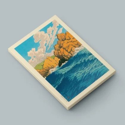 Ocean Waves at Hachinohe Same on a Rainy Day by Hasui