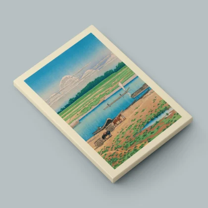 Flusslandschaft mit Booten – Hasui Kawase Wandbild