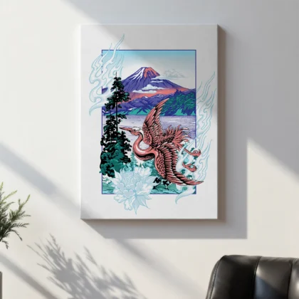 Kranich am Fuji Wandbilder