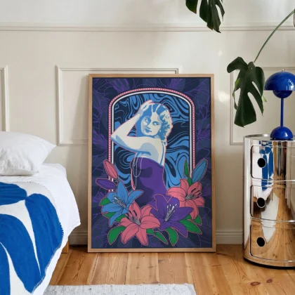 Elegant Woman Wall Art – Midnight Bloom