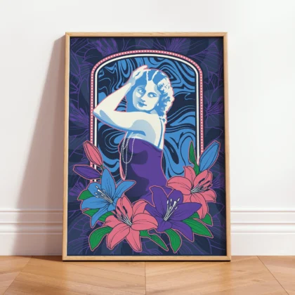 Elegant Woman Wall Art – Midnight Bloom