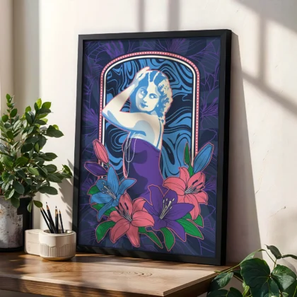 Elegant Woman Wall Art – Midnight Bloom