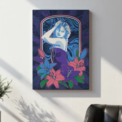 Elegant Woman Wall Art – Midnight Bloom