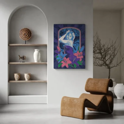 Elegant Woman Wall Art – Midnight Bloom