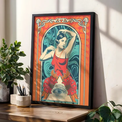 Wandbild Frau – Rote Eleganz