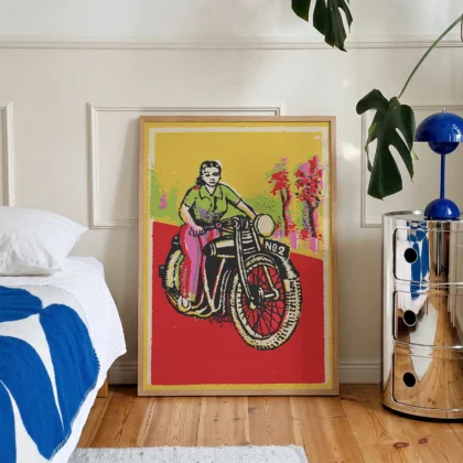 Retro Wandbild Motorrad