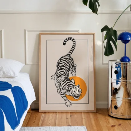 Japanese Tiger Wall Art – Retro Art Print
