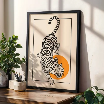 Japanese Tiger Wall Art – Retro Art Print