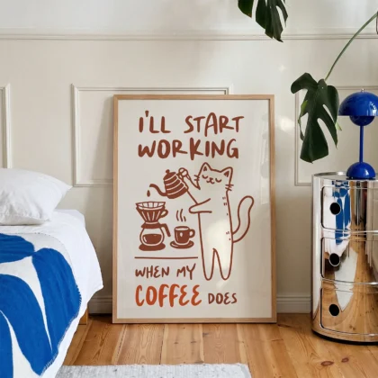 Cat Wall Art – Coffee First