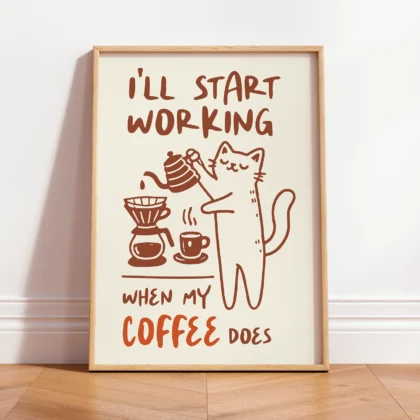Cat Wall Art – Coffee First