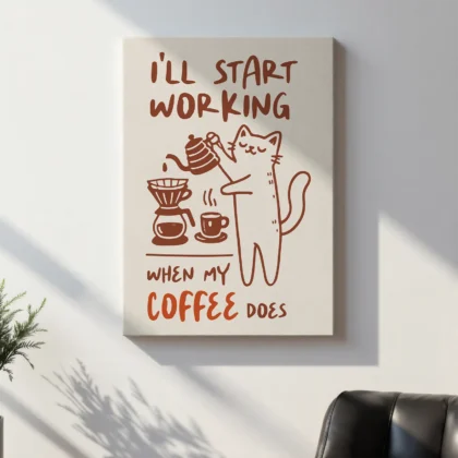 Cat Wall Art – Coffee First