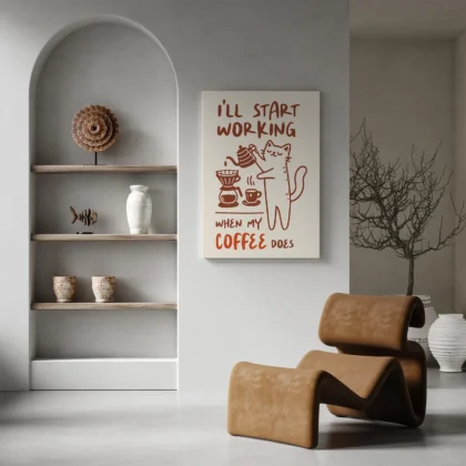 Cat Wall Art – Coffee First