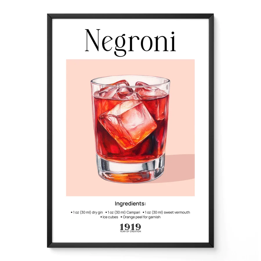 Wandbild – Negroni Cocktail Rezept