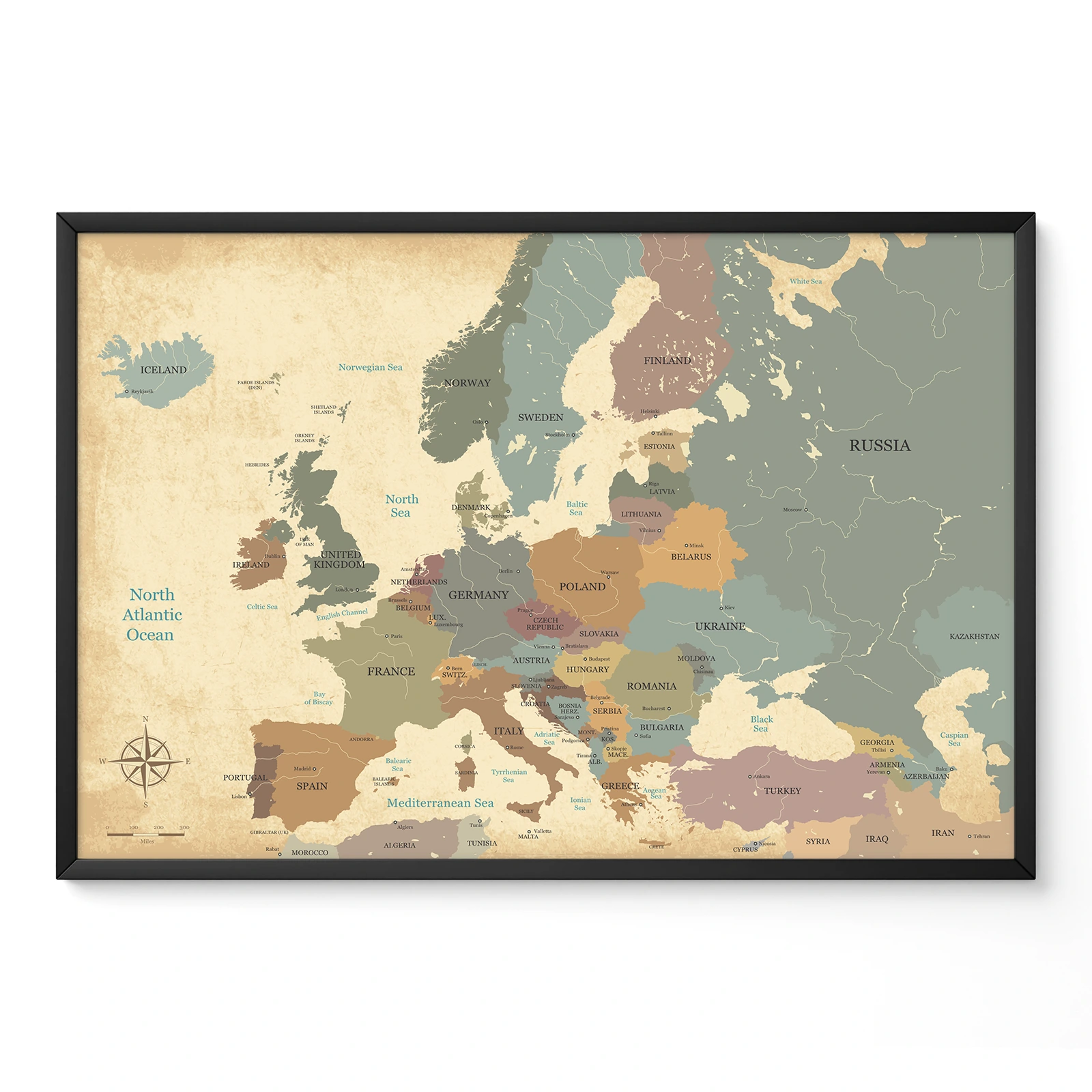 Vintage Wandbild – Europakarte