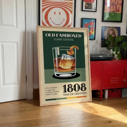 Retro Wandbild – Old Fashioned Cocktail Rezept