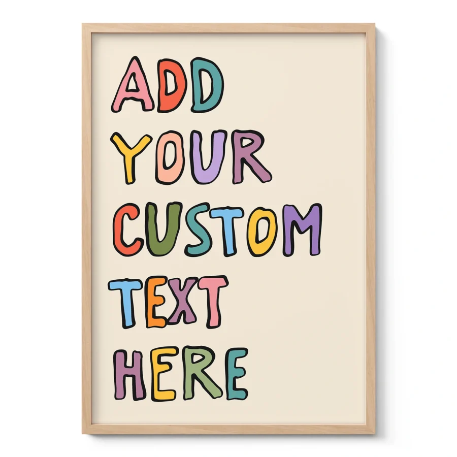 Personalised Text Print – Colourful Custom Typography Wall Art