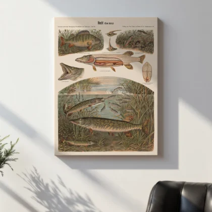 Pike Fish Wall Art – Vintage Print by Albert Kull