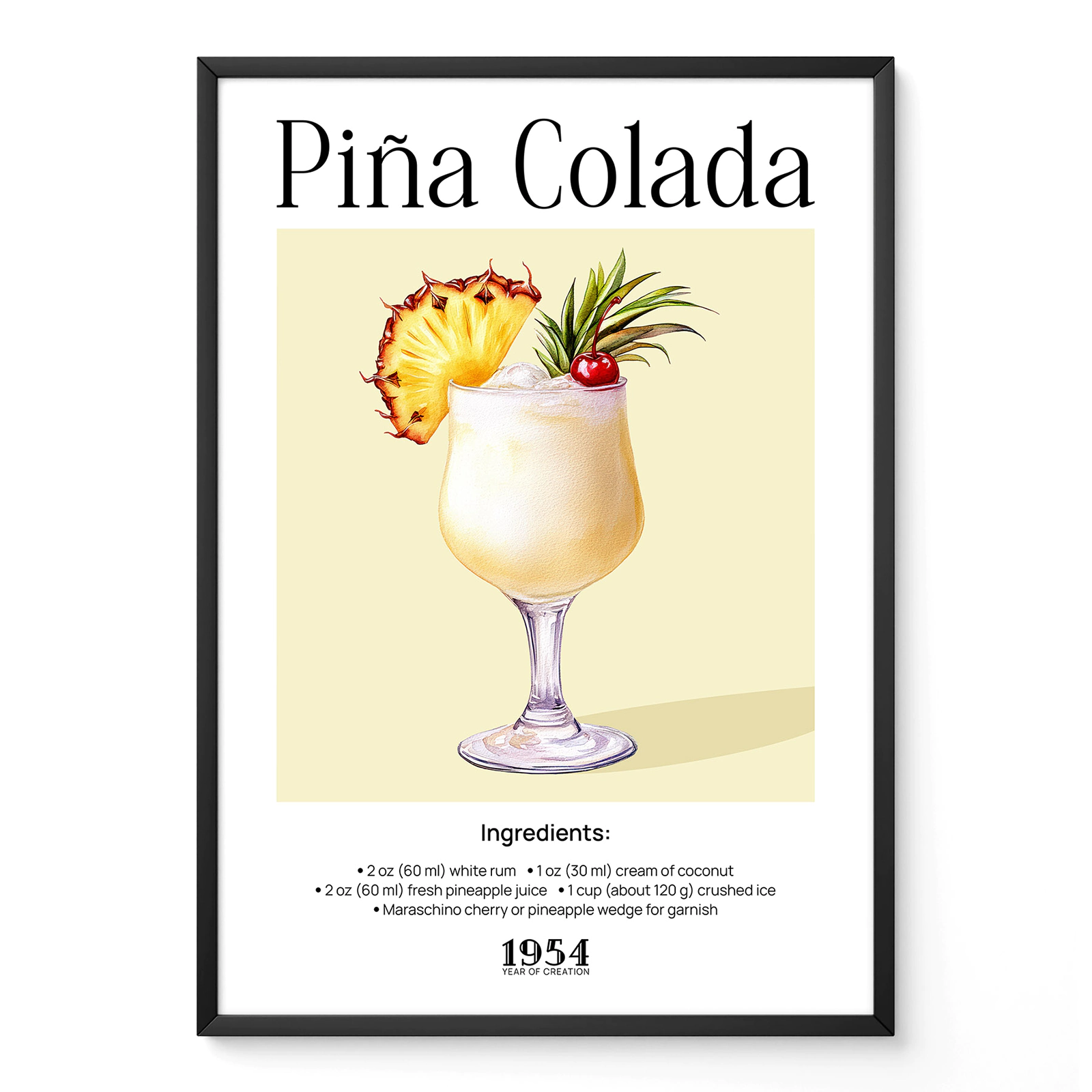 Wandbild – Piña Colada Cocktail Rezept