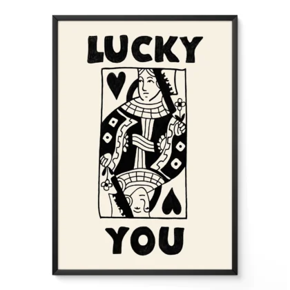 Širdžių damos paveikslas – Lucky You (juodas)