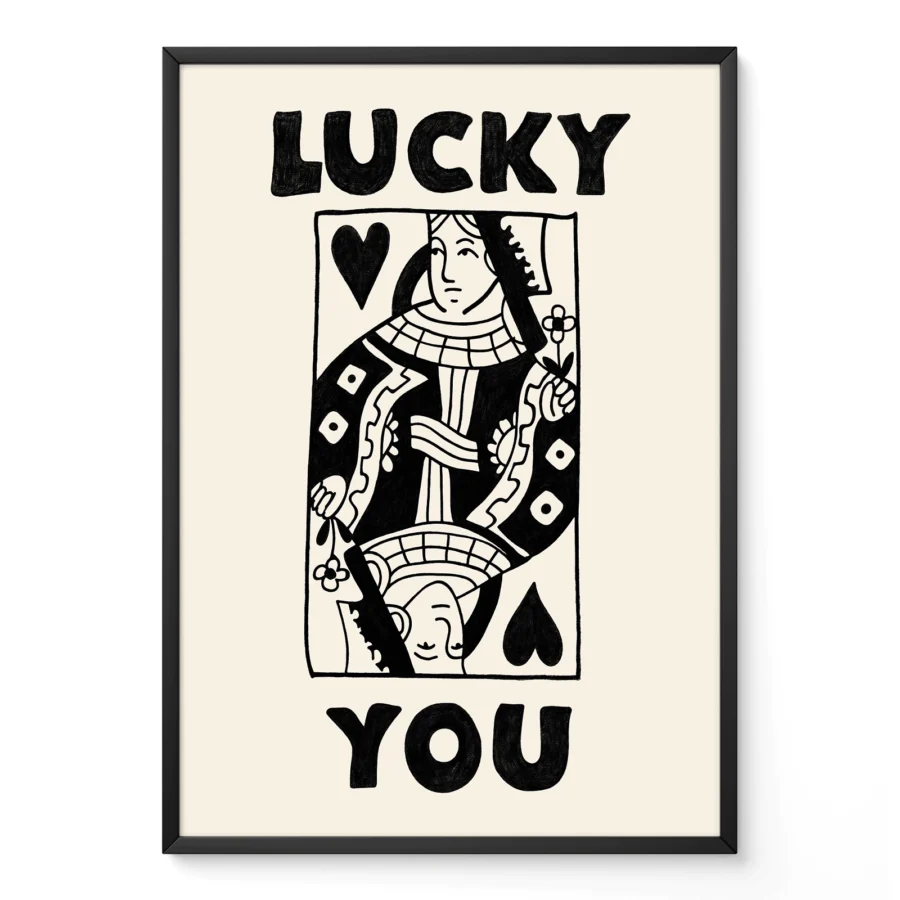 Wandbild Herzdame – Lucky You (Schwarz)