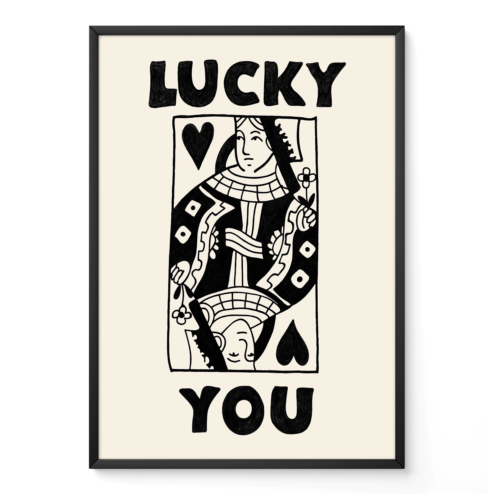 Širdžių damos paveikslas – Lucky You (juodas)