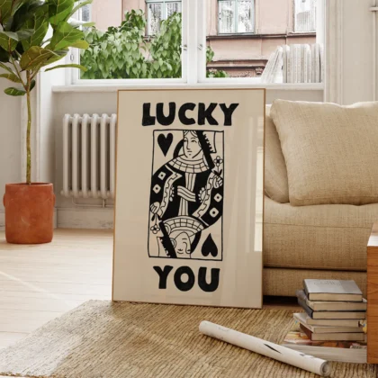 Širdžių damos paveikslas – Lucky You (juodas)